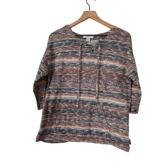 CJ Banks Womens Patterend 3/4 Length Sleeve Sweater Size X - Picture 1 of 5